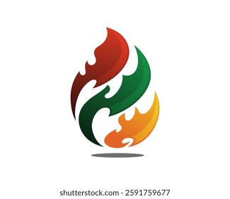 abstract fire piece art colorful logo design template illustration