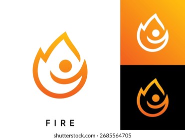 abstract fire power people logo design vector concept	

