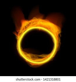 Abstract Fire Ring On Black Backround. EPS10 Vector