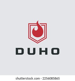 Logo-Ideen für abstraktes Feuer und Schild