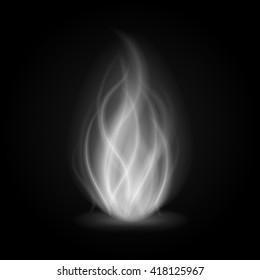 Abstract fire smoke light on black background vector illustration. Burning flames translucent elements special glowing effect.