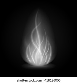 Abstract fire smoke light on black background vector illustration. Burning flames translucent elements special glowing effect.