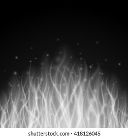 Abstract fire smoke light on black background vector illustration. Burning flames translucent elements special glowing effect.