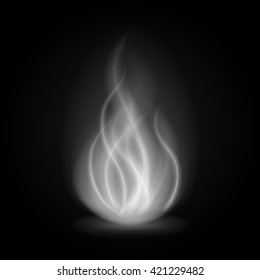 Abstract fire smoke light on black background vector illustration. Burning flames translucent elements special glowing effect.