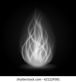 Abstract fire smoke light on black background vector illustration. Burning flames translucent elements special glowing effect.
