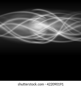 Abstract fire smoke light on black background vector illustration. Burning flames translucent elements special glowing effect.