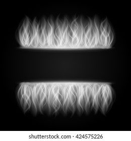 Abstract fire smoke light on black background vector illustration. Burning flames translucent elements special glowing effect.