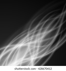 Abstract fire smoke light on black background vector illustration. Burning flames translucent elements special glowing effect.