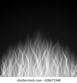 Abstract fire smoke light on black background vector illustration. Burning flames translucent elements special glowing effect.