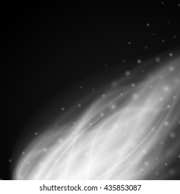 Abstract fire smoke light on black background vector illustration. Burning flames translucent elements special glowing effect.