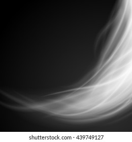 Abstract fire smoke light on black background vector illustration. Burning flames translucent elements special glowing effect.