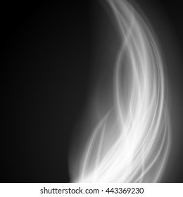 Abstract fire smoke light on black background vector illustration. Burning flames translucent elements special glowing effect.