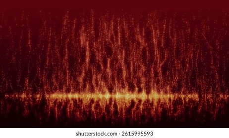 Abstract fire texture. Yellow red and orange flame tongues glowing with fiery burning isolated on dark background. Abstract 3d vector illustration