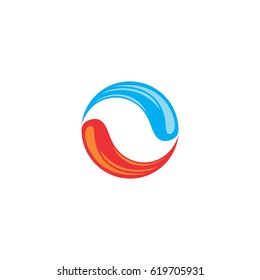 ABSTRACT FIRE AND WATER CIRCLE LOGO