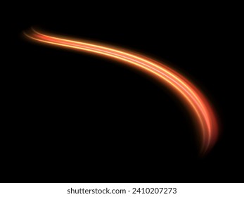 Abstract fire wave light effect in perspective vector illustration. Magic luminous azure glow design element on dark background, flash luminosity, abstract neon motion glowing wavy lines