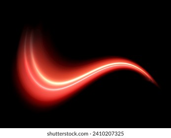 Abstract fire wave light effect in perspective vector illustration. Magic luminous azure glow design element on dark background, flash luminosity, abstract neon motion glowing wavy lines