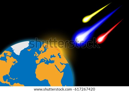 Abstract fireball with black background attack world