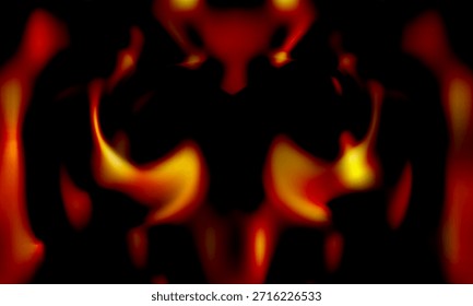 Abstrakte Feuerlicht Silhouette in warmen Rot- und Gelbtönen, intensive Stimmung und Energie