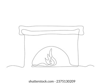 chimenea abstracta con chimenea ardiente, fuego continuo de una línea de arte. Acogedor invierno, otoño, hogar dulce