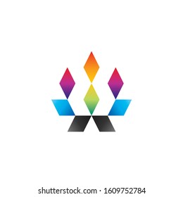 abstract fireplace illustration logo design