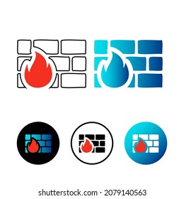 Abstract Firewall Icon Illustration Flat Design