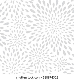 Abstract firework splash dot seamless pattern. Swirl floral petal texture. Water-drop spot ornament. Ornamental wave background. 