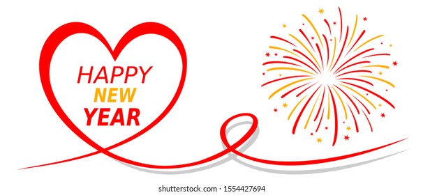 abstract firework vector illustration with heart