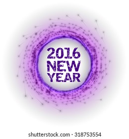 Abstract fireworks circle with New Year 2016.