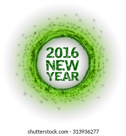 Abstract fireworks circle with New Yer 2016.