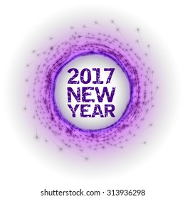 Abstract fireworks circle with New Yer 2017.