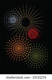 Abstract fireworks in different colors