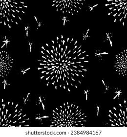 Aplausos en fuegos artificiales, fondo de trigo saludo. Dibujo manual del vector