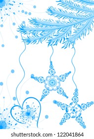 Abstract fir-tree branch with toys