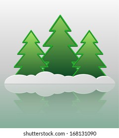 Abstract Fir-trees and snow with reflection.