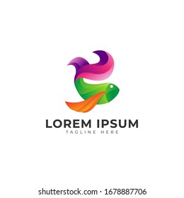 Abstract Fish Art Modern Gradient Logo Vector Icon Illustration
