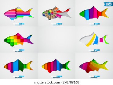 Abstract fish background set 3