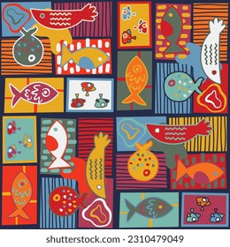 abstract fish bright colour pattern 019