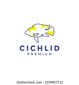 abstract fish cichlid logo design