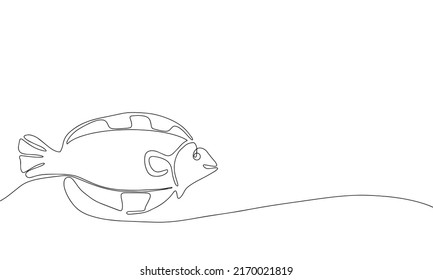 Abstract fish in continuous line art drawing style. Minimalist black linear sketch on white background. Vector illustration