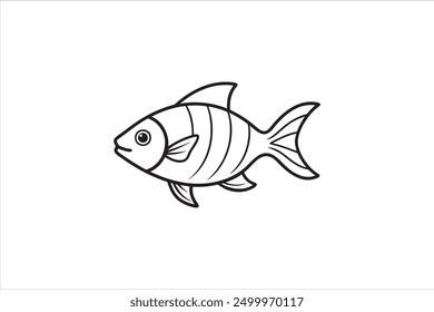 Abstract fish in continuous line art drawing