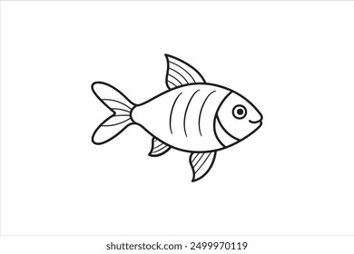 Abstract fish in continuous line art drawing
