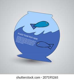 Abstract fish design in a round aquarium.