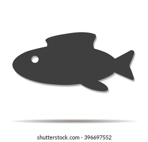 abstract fish double shadow icon vector