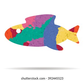 abstract fish drawn painted icon vector
