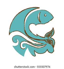 abstract fish emblem image vector illustration design 