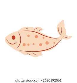 Abstract fish in flat design. Swimming aquatic animal, seafood menu. Vector illustration isolated.