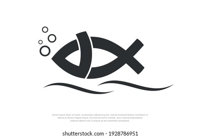 abstract fish icon design template, vector illustration.