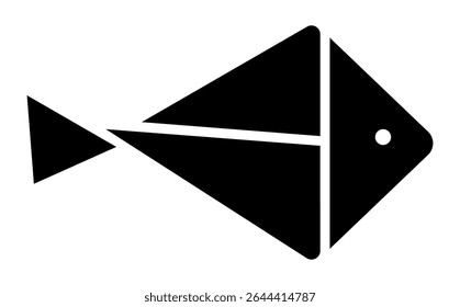 Abstract fish icon. A minimalist symbol in a simple style. Fish made of geometric elements. Stylish minimalist fish logo in black and white design. Vector illustrations EPS10