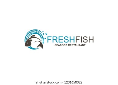 icono de pescado abstracto para el diseño del menú del restaurante aislado en fondo blanco