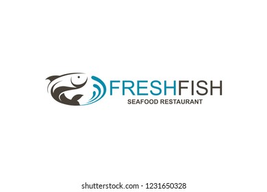abstract fish icon for restaurant menu design isolated on white background